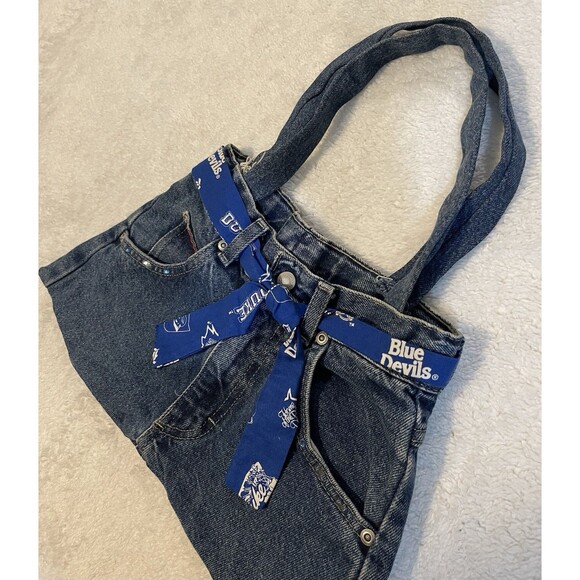 Duke Devils Jean Denim Bag Tote Shoulder Satchel Wrangler Handmade - Picture 4 of 16